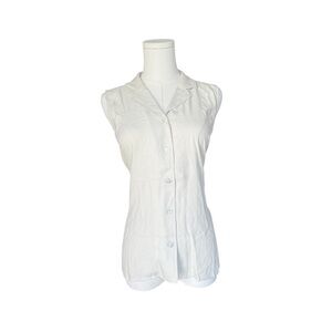 August Silk Vintage NWT 100% Silk sleeveless collared button up blouse in M